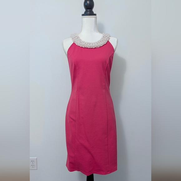 INC International Concepts Dresses & Skirts - INC International Concepts Pink Cocktail Dress with Embellished Pearl Neckline